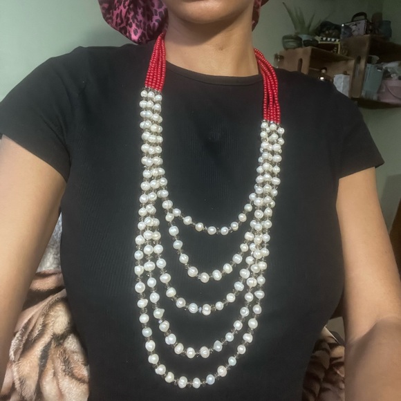 Freshwater Pearl & Austrian Crystal beaded dangle necklace - Picture 6 of 6